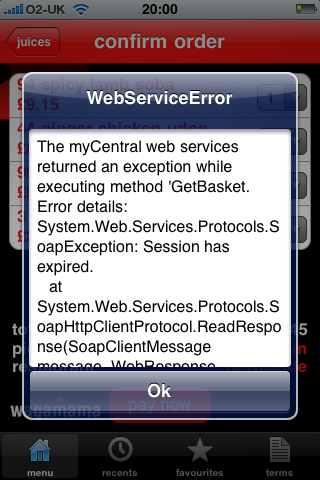 iPhone App Error Message